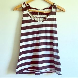 BROWN STRIPED RACERBACK TANK TOP